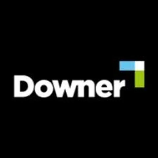 The Downer logo features the word “Downer” in white text on a black background, with blue, green, and light blue square shapes forming a right angle above the last letters.