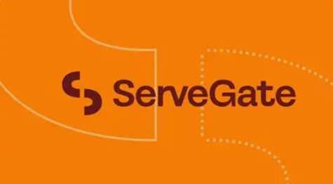 ServeGate logo featuring a stylized “S” icon next to the company name on an orange background.